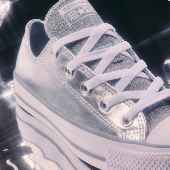 Converse Chuck Taylor All-Star Sparkle Party Low-Top Sneakers- Metallic Granite - Picture 2 of 11